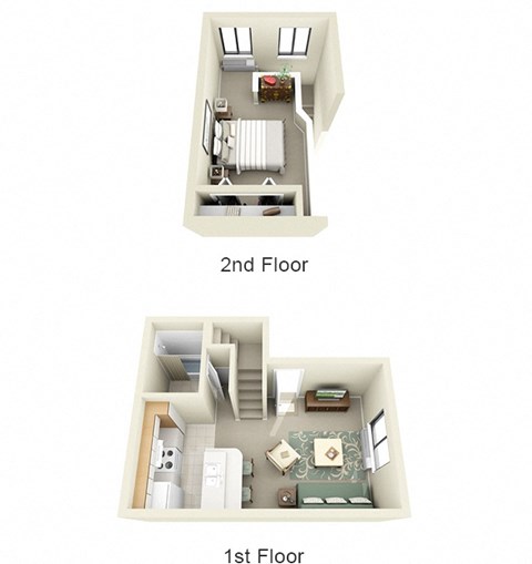 Floor plan for 1 bed, 1 bath, 500 sqft